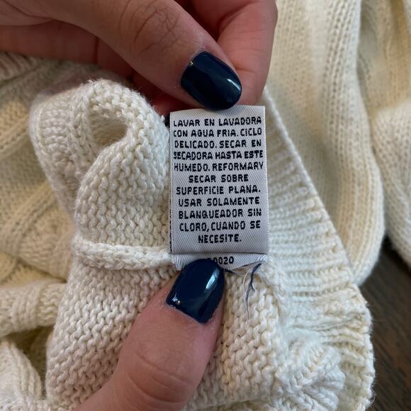 Cabin Creek Cream Cable Knit Sweater Large Vintage Henley 90s - Picture 6 of 10